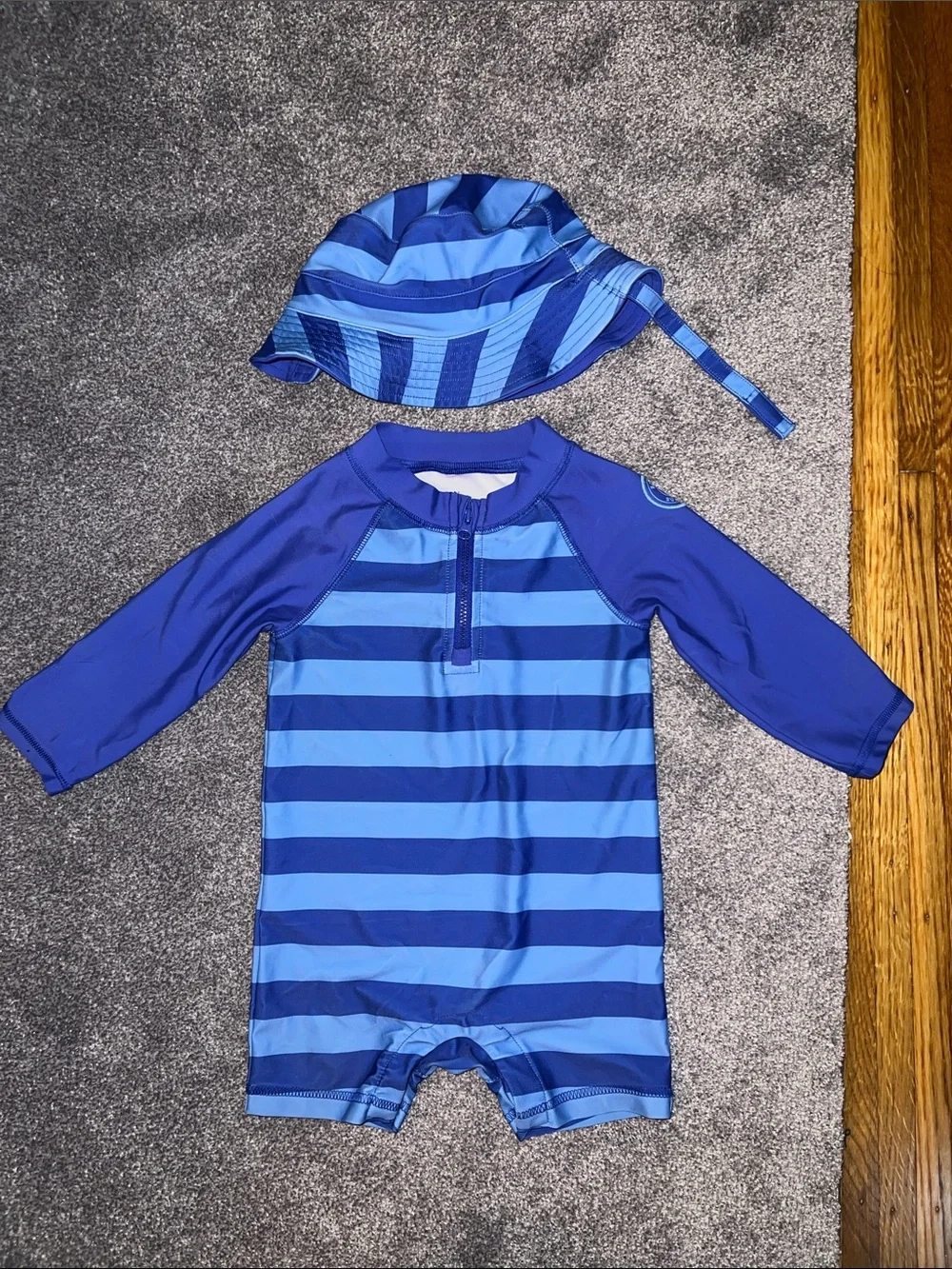GAP Blue Striped Baby Rash Guard Swim Set